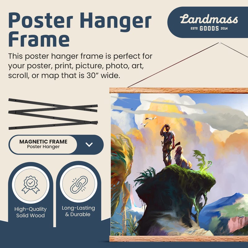 Landmass إطار ملصق مغناطيسي بعرض 40 بوصة من لاندماس، حامل ملصق - 40x20 40x27 40x30 40x60 - إطار من خشب الساج للملصقات، والطباعة، والصور، والخرائط، والمخطوطات، والفنون - Image 5